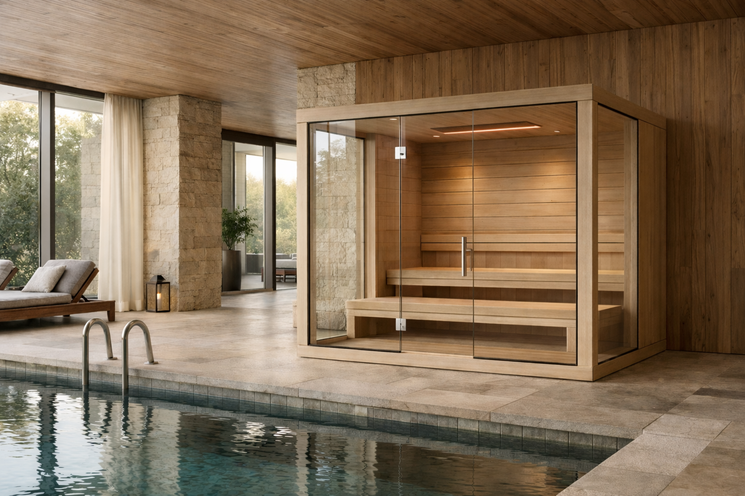 Indoor sauna for home use with consistent heat and modern design