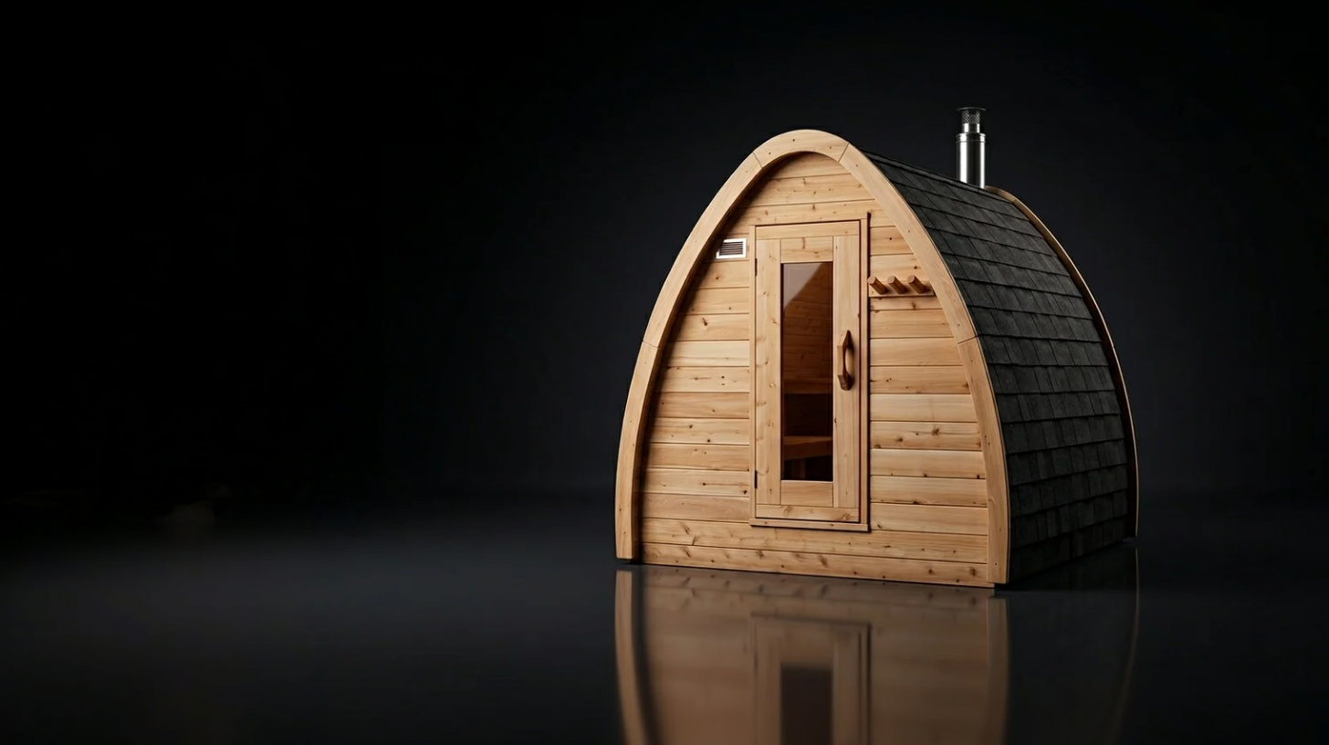 Compact outdoor sauna for home use with modern space-saving design