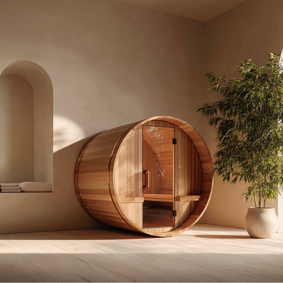  Indoor infrared sauna for home use with modern wood design